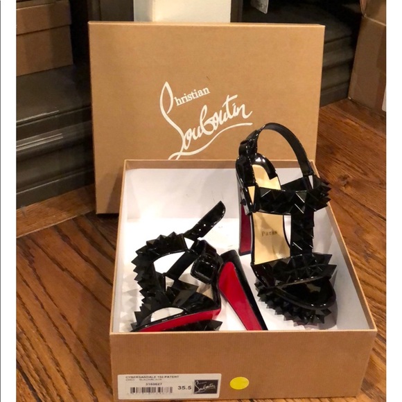 NWT Christian Louboutin CYBERSANDALE PATENT Black - Picture 3 of 8